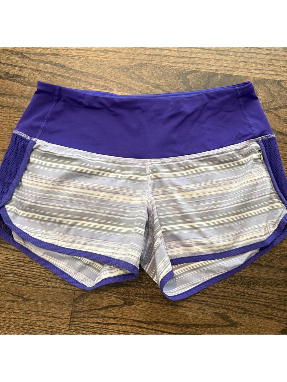 Lululemon Run Sun Sprinter Elevation Bruised Berry Striped Shorts Size 6